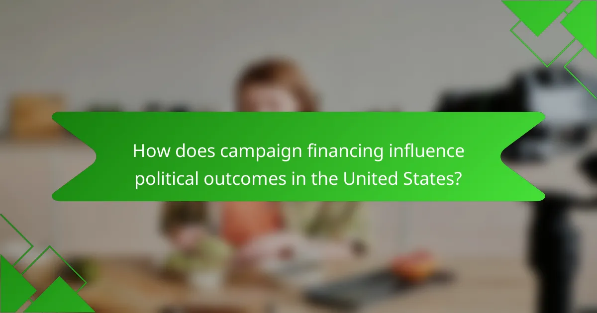 How does campaign financing influence political outcomes in the United States?
