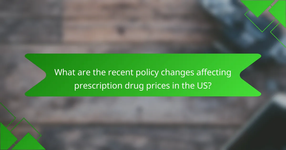 What are the recent policy changes affecting prescription drug prices in the US?