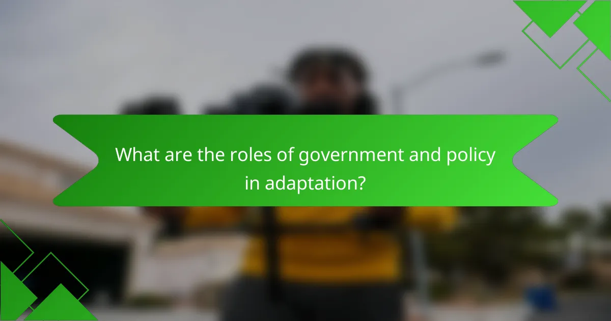 What are the roles of government and policy in adaptation?