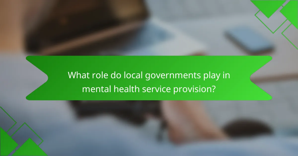 What role do local governments play in mental health service provision?